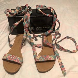 Multi Color Lace Up Boho Sandals